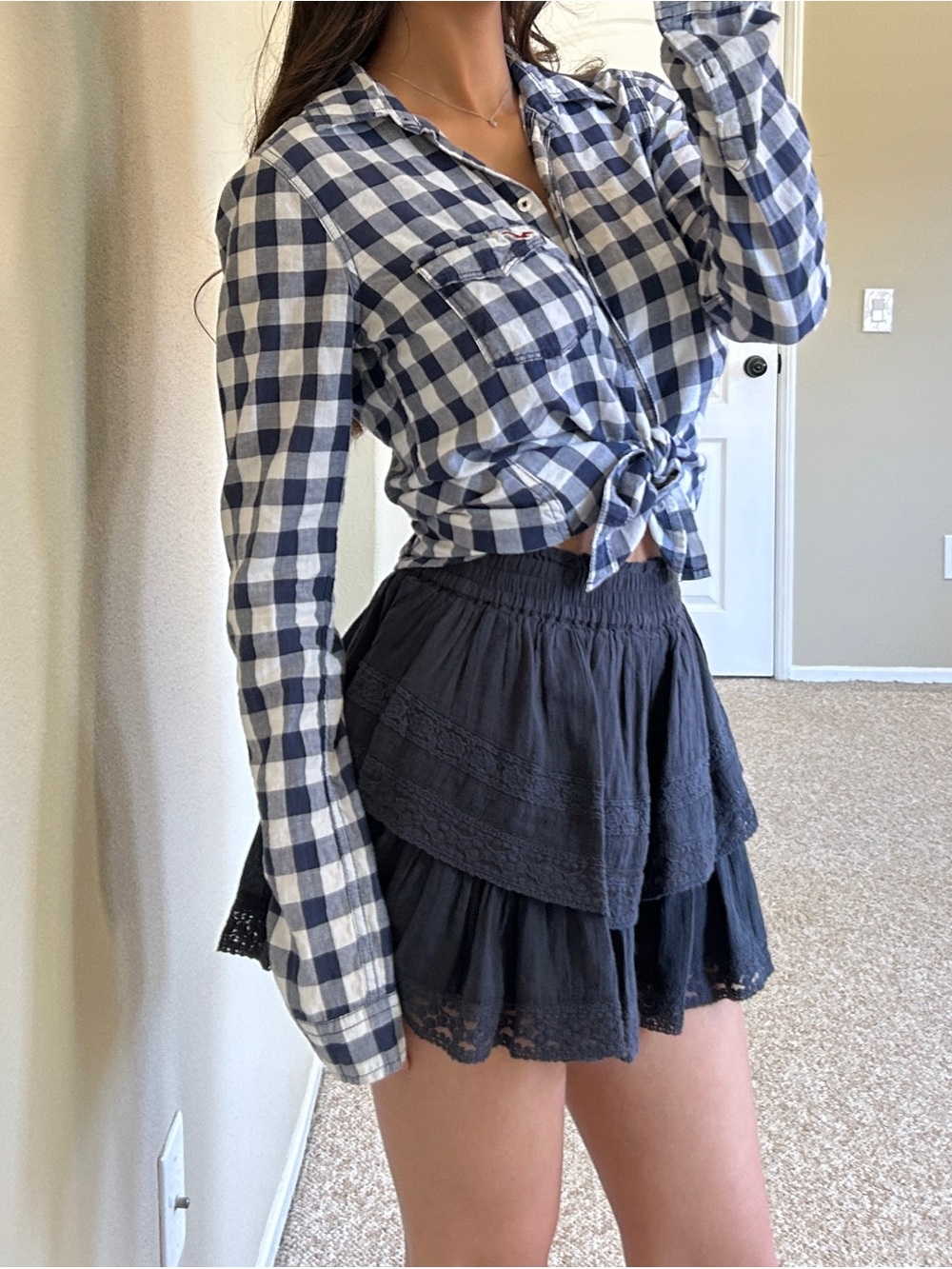❤️LAST CHANCE❤️ Hollister Blue and White Gingham Button-Up Shirt